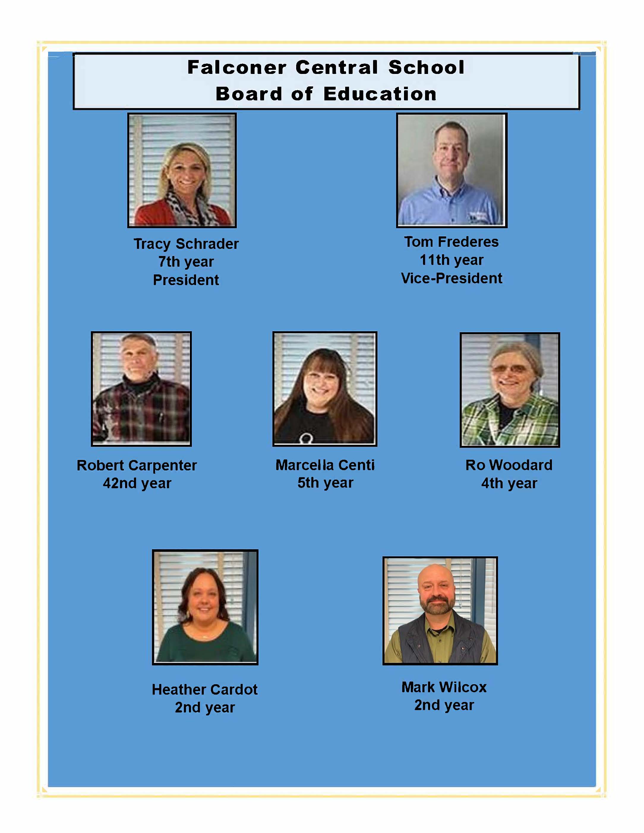 FCS Board of Education with years of service listed